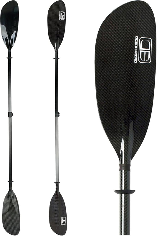 OCEANBROAD Full Carbon Fiber Adjustable Kayak Paddle, 2-Piece, with Paddle Bag and Paddle Leash