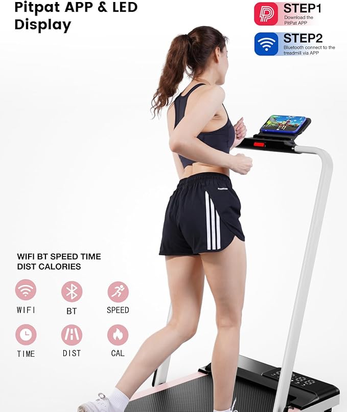 DeerRun 3 in 1 Walking Pad Treadmill, 300 Weight Capacity Foldable Treadmill, 3.0HP Low Noise Under Desk Treadmills for Home Office with Remote & APP