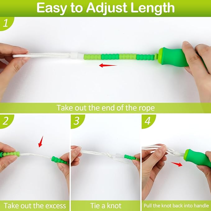 Jump Rope for Kids, Adjustable Jump Ropes for 4 5 6 7 8 10 12, Tangle Free Jumping Rope Age 8-12, Segmented Soft Beaded Skipping Rope for Women Fitness