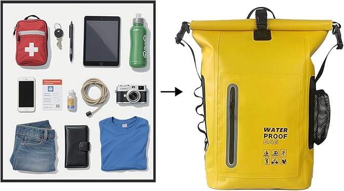 Dry Bag Waterproof 25L-Floating&Lightweight Bags for Women Waterproof Backpack for Kayaking, Boating, Fishing,Paddle boarding, Camping, Hiking,Roll-Top Seal&Adjustable Shoulder Straps