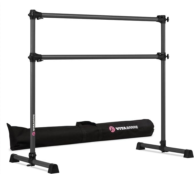 VITA Barre Portable Freestanding Double Ballet Barre, Prodigy, with Carry Bag | Adjustable Height, USA Made, Home or Gym Exercise Equipment for Kids & Adults | Dance, Fitness, Pilates