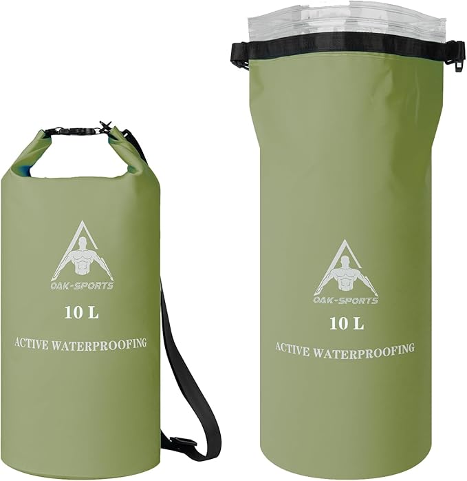Oak-Sports Dry Bag Waterproof Backpack 5L/10L/20L, Roll Top Lightweight Beach Bag with Double Zipper Seal for Swimming, Kayaking, Hiking, Boating, Adjustable Shoulder Strap