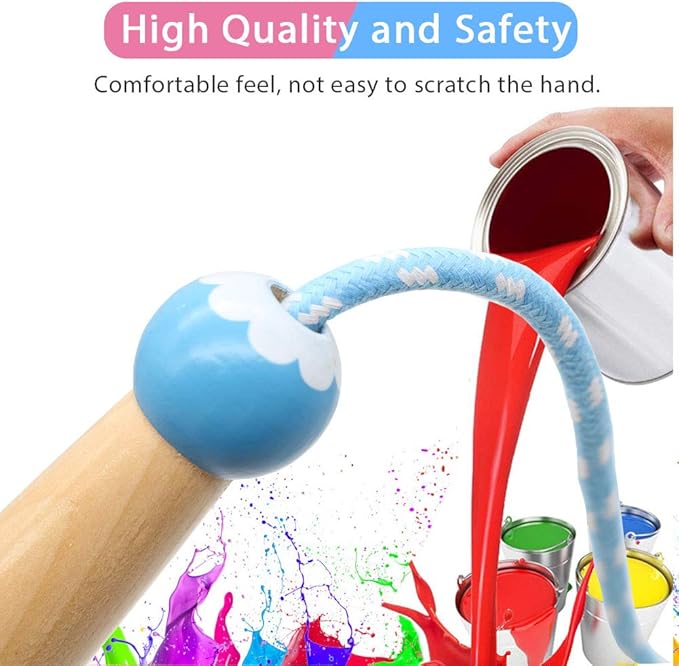 Jump Rope Kids, 7ft Adjustable Cotton Skipping Rope with Wooden Handle for Boys and Girls Fitness Outdoor Exercise