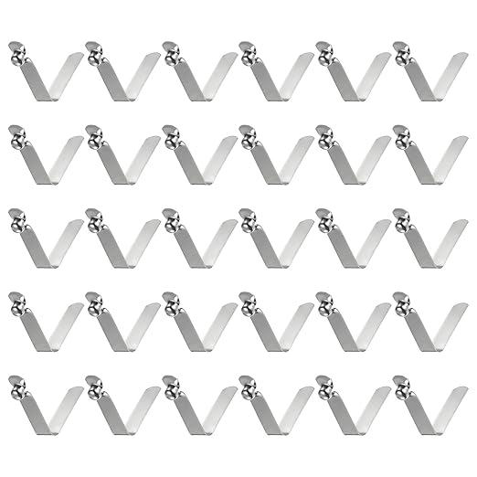 HARFINGTON 30pcs Single Button Kayak Paddle Snap Spring Clip 8x7x42mm 65Mn Spring Steel V-Shaped Hollow Lift Telescopic Locking Tube Pole Clips for Tent Umbrella Camping