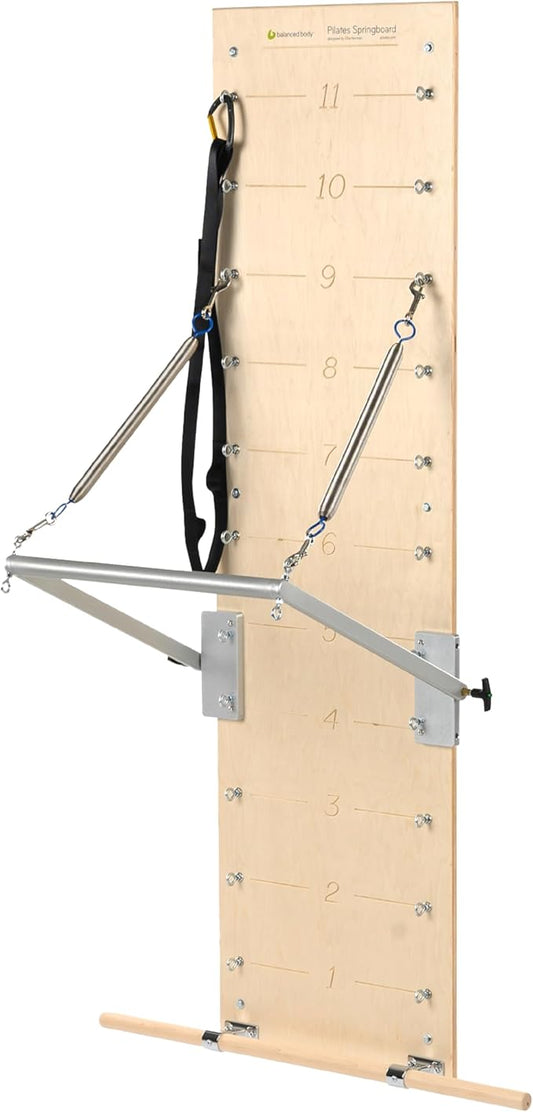 Balanced Body Pilates Springboard with Push-Through Bar, Wall Mounted Pilates Workout Equipment for Home Gym or Studio Use, Pilates Exercise Equipment with Resistance Springs