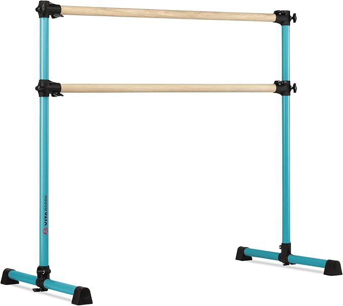 VITA Barre Portable Freestanding Double Ballet Barre, Prodigy, Wood | Adjustable Height, USA Made, Home or Gym Exercise Equipment for Kids & Adults | Dance, Fitness, Pilates