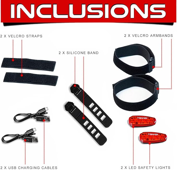 USB Rechargeable LED Safety Lights (2 Pack) - Clip on Strobe Running Lights for Runners, Joggers,Walkers,Kids,Dogs,Bike Tail Lights - High Visibility Accessories for Reflective Gear