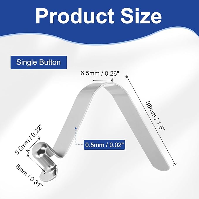 HARFINGTON Single Button Kayak Paddle Snap Spring Clip Spring Steel V-Shaped Hollow Lift Telescopic Locking Tube Pole Clips for Tent Umbrella Camping