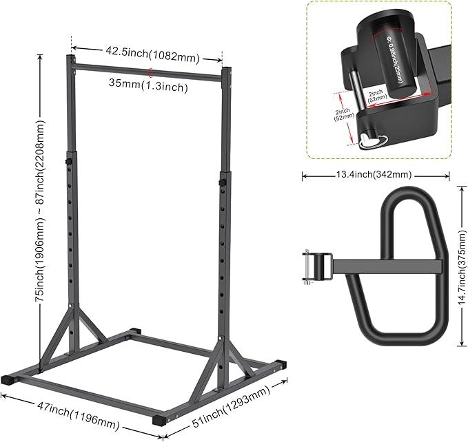 SELEWARE Adjustable Pull Up Station, Multifunction Pull Up Bar, Fully Welded, 500 lbs Capacity, Power Tower Dip Station for Home Gym