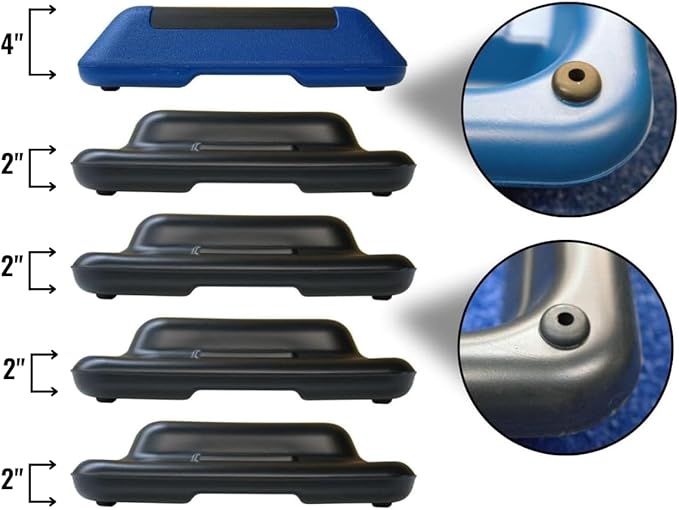 Gronk Fitness Adjustable Exercise Step Platform 16"x16" with Stackable Step Risers | Aerobic Stepper & Fitness Step Platform for Cardio, Strength Training & Physical Therapy Workouts