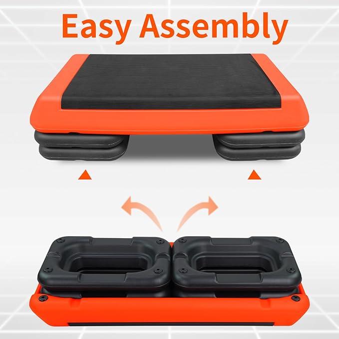 Exercise Workout Aerobic Step Platform Trainer, 28.5" Aerobic Stepper with 4"-6"-8" Adjustable Height Risers