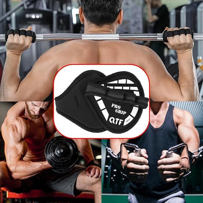 QTF Gym Grips Pads - Neoprene Gloves Gym Palm Protector Weight Lifting Grips Replacement of Workout Gloves Men and Women - Lifting Grip Pads for Weightlifting, Calisthenics & Pull Ups.