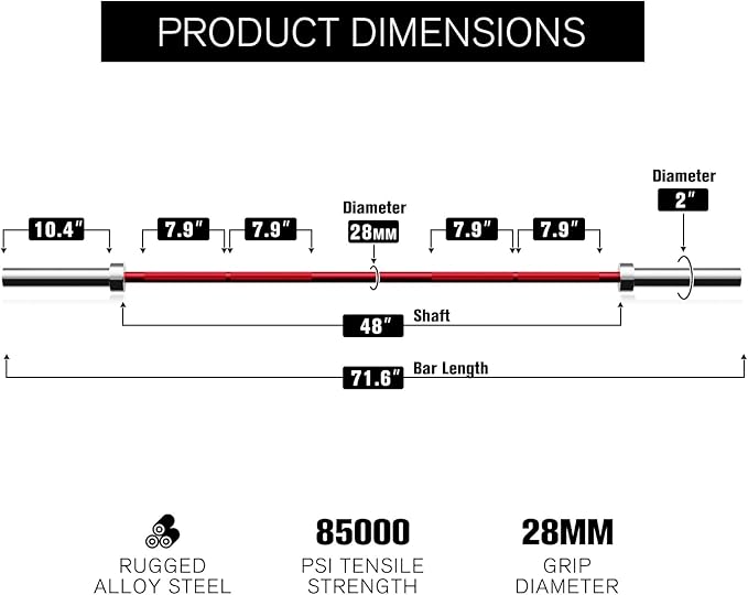 RitFit Barbell Weight Set - 4/6FT Olympic Barbell with Weight Plates (55-275LB Total) - Weightlifting Equipment for Squats, Curls, Deadlifts, Presses, Hip Thrusts