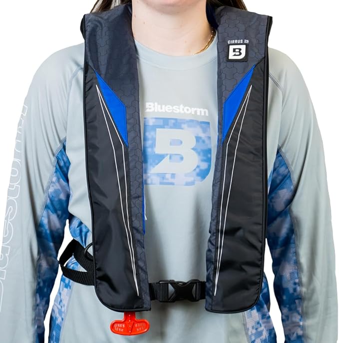 BLUESTORM Cirrus26 Inflatable PFD Life Jackets for Adults | US Coast Guard Approved Automatic Life Vest w/Manual Override Convertibility