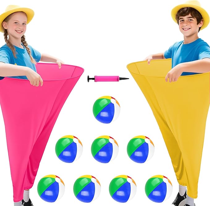 Granny Pants Yard Game Freaky Party Games Pants with Bouncy Balls and Air Pump Oversized Granny Pants Outdoor Game for Adults and Family Interactive Throwing Game for Group Gatherings