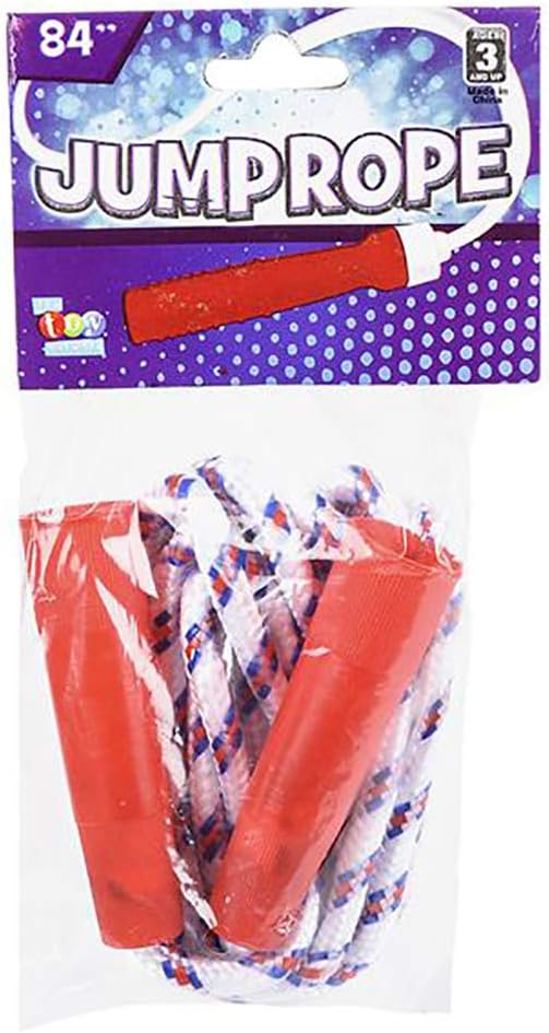 The Dreidel Company Durable Jump Ropes for Kids, Nylon with Plastic Handles, Indoor & Outdoor Skipping Activity, Party Favors, 84"