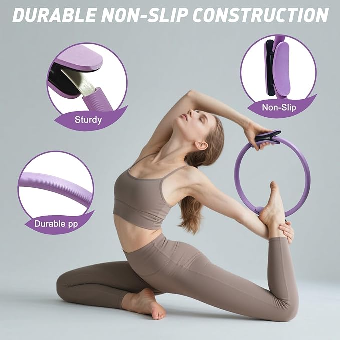 Women's Home Pilates Set: Pilates Ring and Ball Combo with 4 Silicone Resistance Bands, 2 Pairs of Yoga Socks - Compact Shaping Fitness Essentials Starter Kit Accessories Set