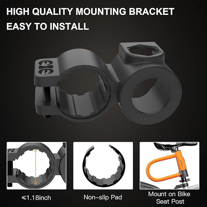 Bike U Lock Heavy Duty Bike Lock Bicycle Lock, 16mm U Lock and 3ft / 5ft / 6ft Length Security Cable with Sturdy Mounting Bracket for Bicycle, Motorcycle and More