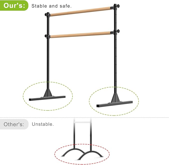 SELEWARE Height Adjustable Ballet Barre Freestanding Ballet Bar Heavy Duty Dance Bar Support Barre Movements Body Stretch Pull-ups, Sturdy Construction Never Fall Apart, Anti-Slip