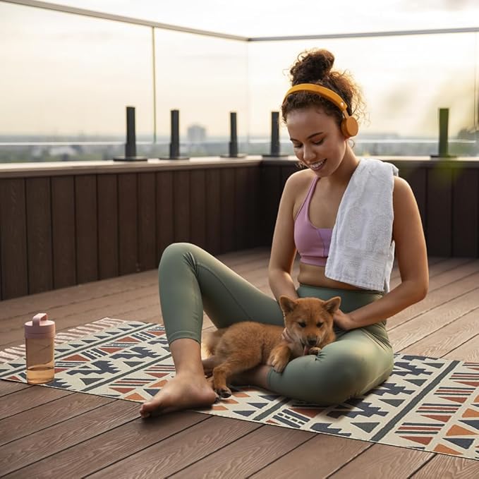 nuveti Cotton Yoga Mat - Absorbent, Grippy Tight Weave, Ashtanga & Hot Yoga Rug, Helps with Slippery Hands & Feet