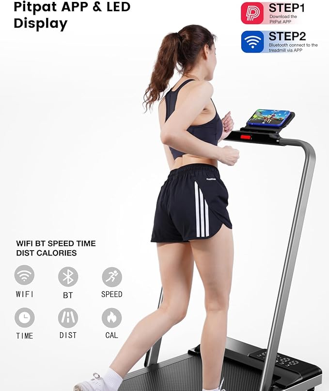 DeerRun 3 in 1 Walking Pad Treadmill, 300 Weight Capacity Foldable Treadmill, 3.0HP Low Noise Under Desk Treadmills for Home Office with Remote & APP