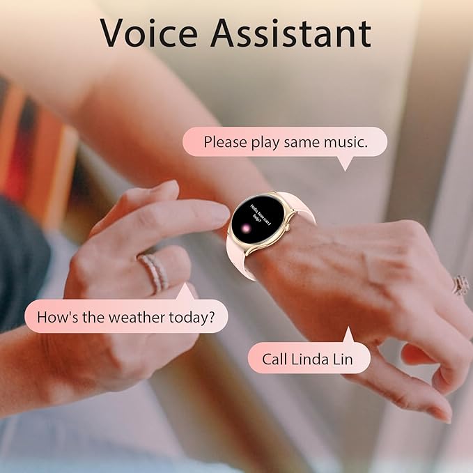 Smart Watch for Women Men,1.43" AMOLED Screen SmartWatches with Bluetooth Call ,Fitness Tracking with Heart Rate Sleep Monitor with 100+ Sport Modes ,Waterproof Fitness Watch for Android iPhone, Pink