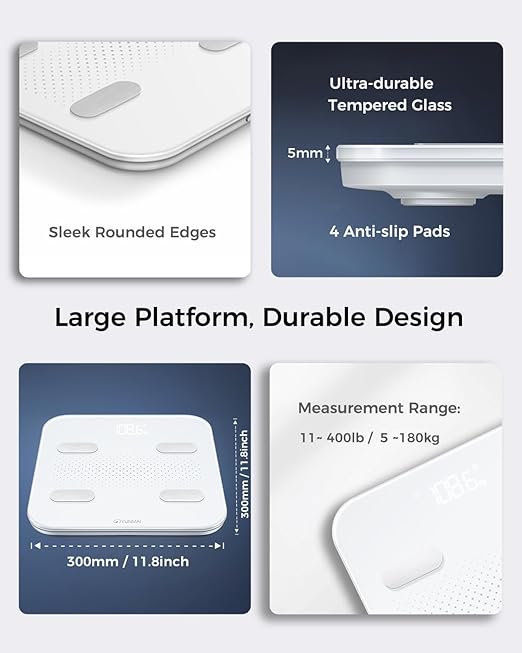 Yunmai Smart Scale for Body Weight, Digital Bathroom Scale with BMI, Body Fat, Muscle Mass, Bluetooth Body Fat Scale, 13 Body Composition Scale Apple Health Compatible, Rechargeable 400lb
