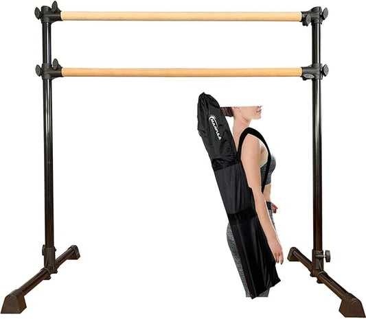 MARFULA 4 Ft Portable Wood Ballet Barre Ballet Bar Dance Barre Freestanding with Carry Bag