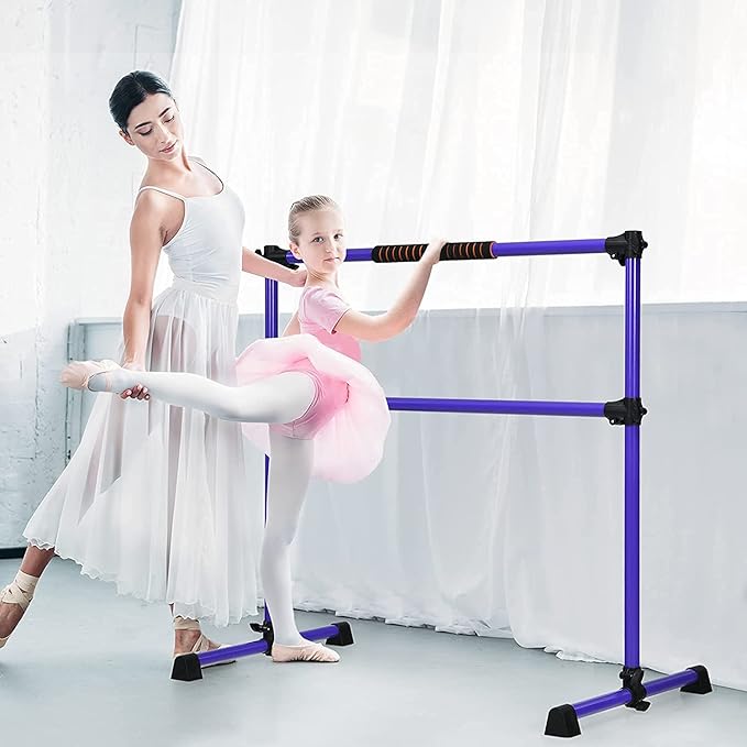 Costzon Portable Ballet Barre, 4ft Freestanding Double Ballet Bar with Adjustable Height, Fitness Dance Bar w/Foam Pads for Stretching, Home Gym Barre Exercise Equipment for Kids & Adults