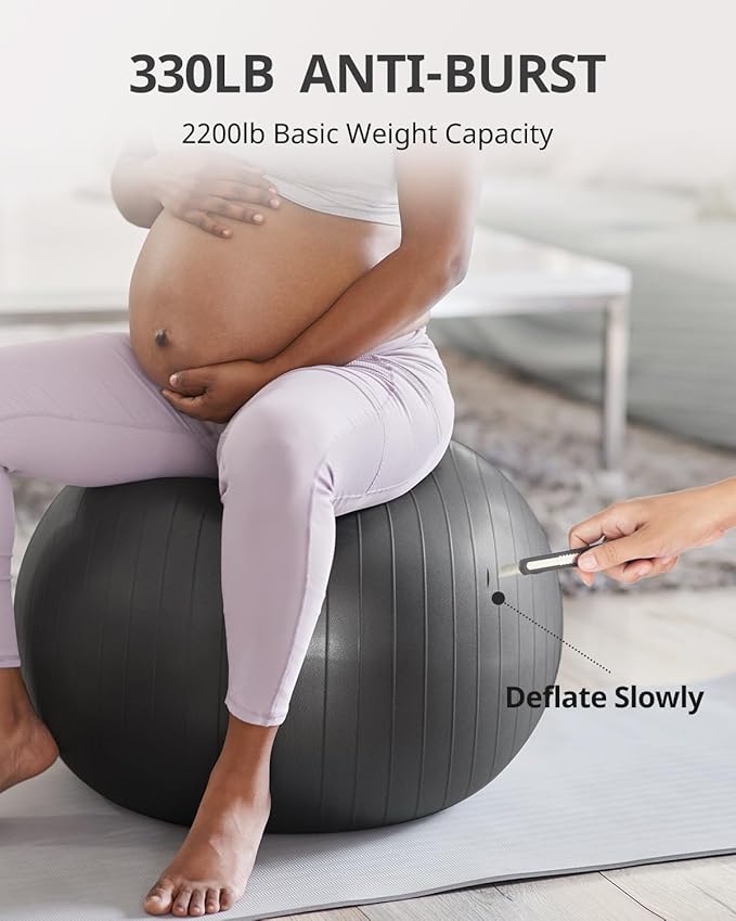 Trideer Extra Thick Yoga Ball Exercise Ball, 5 Sizes Gym Ball, Heavy Duty Ball Chair for Balance, Stability, Pregnancy, Quick Pump Included