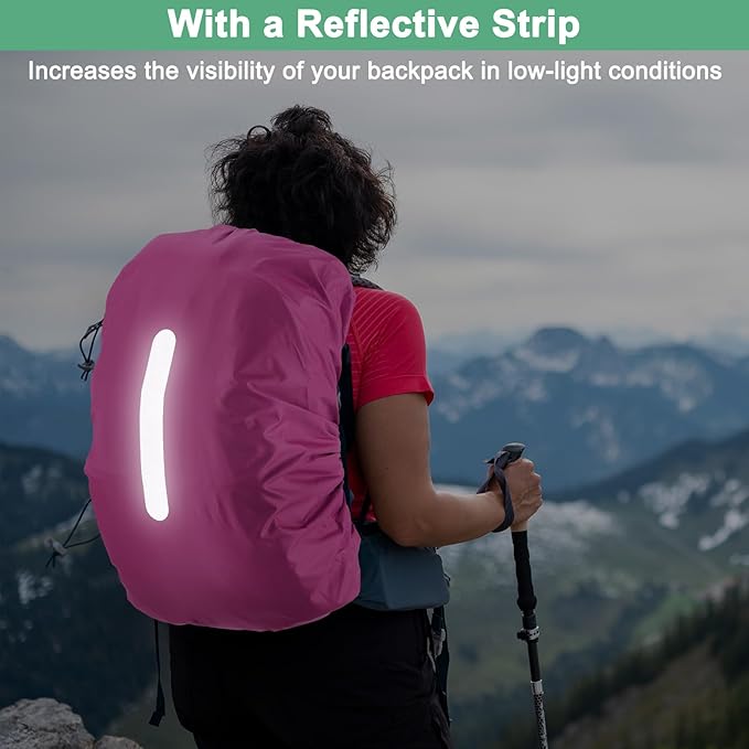 Waterproof Backpack Rain Cover Waterproof Backpack Cover, Bag Rain Cover with A Vertical Reflective Strap for Hiking/Biking/Camping/Outdoor Traveling