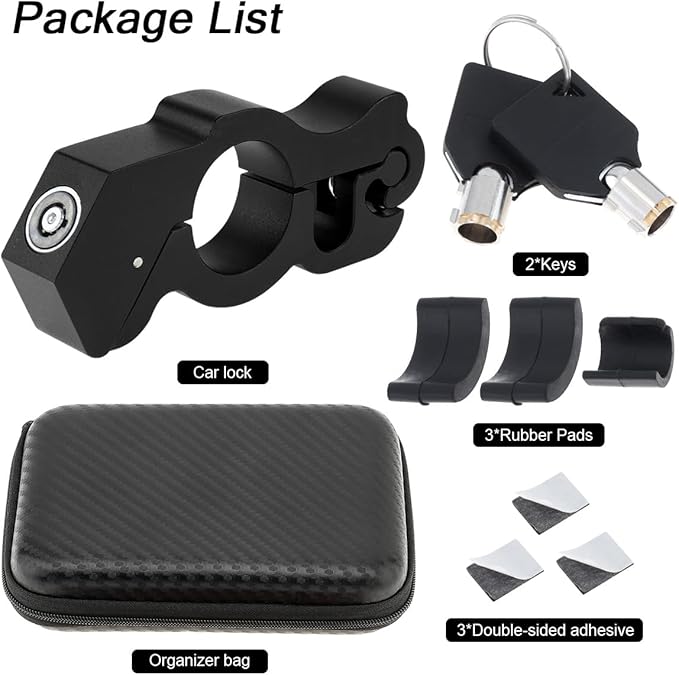 Windance Motorcycle Handlebar Lock Anti Theft Heavy Duty Brake Lever Parking Security Lock for Mopeds Motorbike Bike ATV (Black)