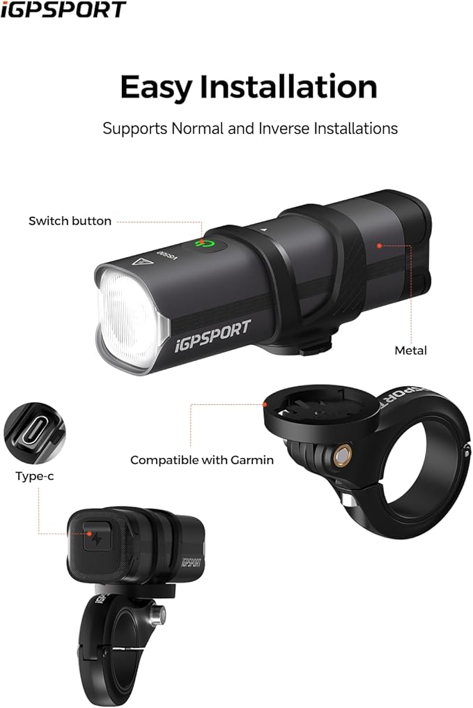 iGPSPORT Smart Bike Light, 500/800/1200 Lumens Bright Bicycle Headlight for Night Riding Cycling Rechargeable Waterproof