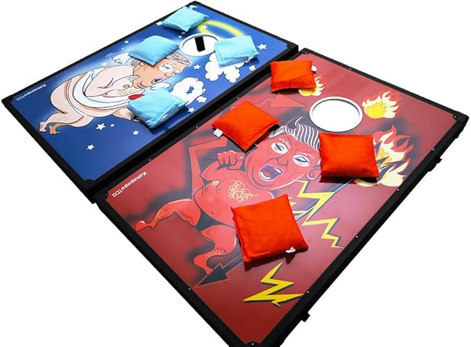 Alternative Art Designer American Cornhole Bean Bag Toss Game Aluminium Frame Portable Combinable 3’ x 2’ Tailgate Size Boards with 8 Bean Bags Cornhole Game Set