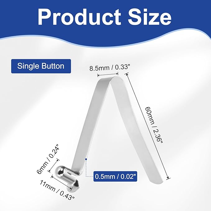 HARFINGTON Single Button Kayak Paddle Snap Spring Clip Spring Steel V-Shaped Hollow Lift Telescopic Locking Tube Pole Clips for Tent Camping