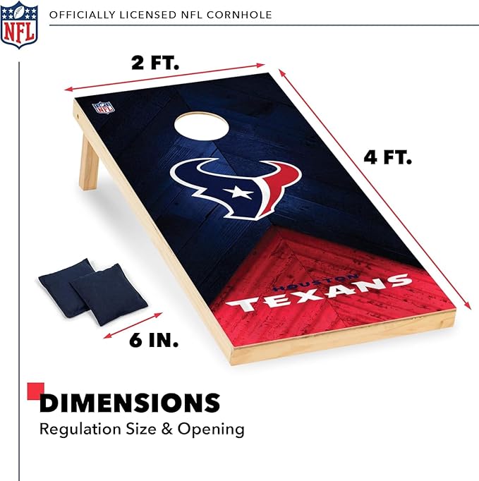 Wild Sports NFL Football 2' x 4' Regulation Size Solid Wood Cornhole Set with Direct Print HD Team Graphics Great Gift for Any Football Fan! Bean Bag Toss Family Outdoor Game