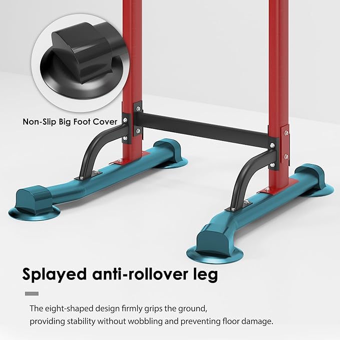 Dland Power Tower Pull Up Bar Dip Station and Height Adjustable Dip Bar Stand, Multi-Function Home Gym Exercise Equipment Strength Training Fitness Workout Station