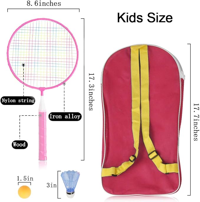 Badminton Rackets for Children,12 in 1 Shuttlecocks Racquet Sports Set w/Lightweight Carrying Bag for Kids Professionals Beginner Players Indoor Outdoor Sport Game