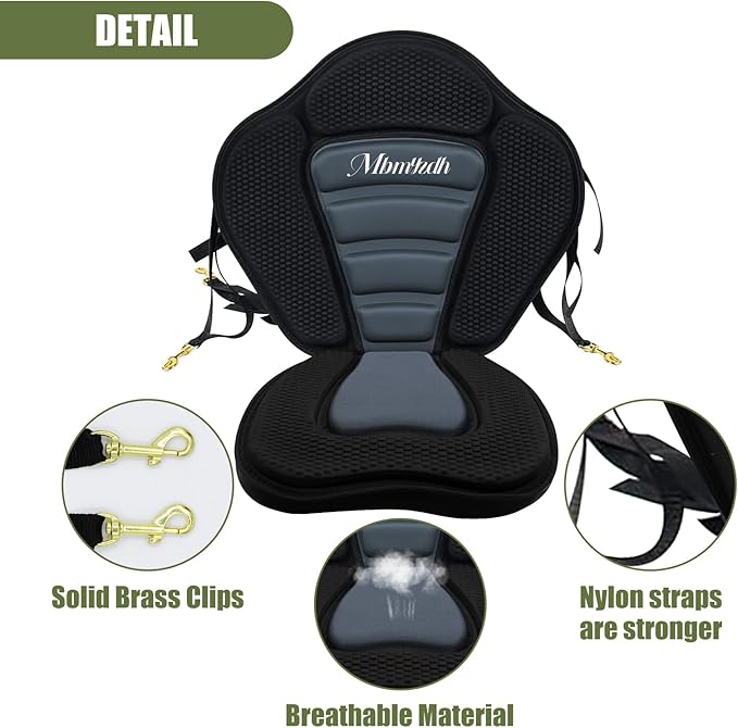 Deluxe Padded Kayak Seats - Premium Shockproof Seats with Back Support for Kayaking, Canoeing, Fishing, Paddle Boarding - Comfort, Versatility and Extra Storage