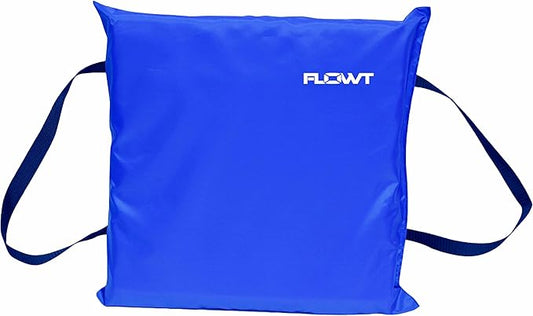 Flowt Boat Seat Cushion and Throw Cushion for Boat Safety – USCG Approved Type IV, Life Cushion for Boat, Durable, Comfortable Boat Seat Cushions for Kayaks, Paddle Board, Canoe and Boating - Blue