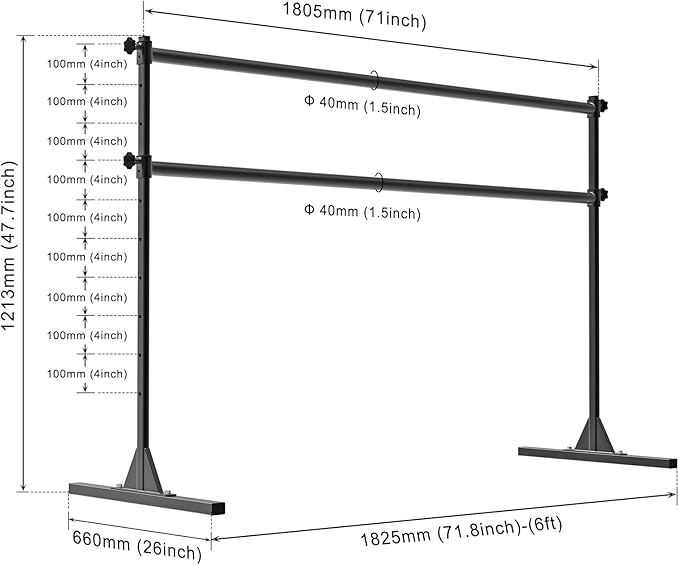 SELEWARE Height Adjustable Ballet Barre Freestanding Ballet Bar Heavy Duty Dance Bar Support Barre Movements Body Stretch Pull-ups, Sturdy Construction Never Fall Apart, Anti-Slip
