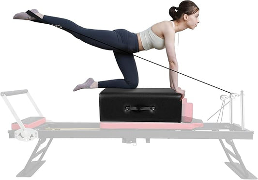 Pilates Box,Portable Pilates Sitting Box, Suitable for Home Pilates Reformer,Pilates Bed Accessories,with Use Pilates Equipment to Help You Exercise,24.8×15.75×8.66 inch,Black