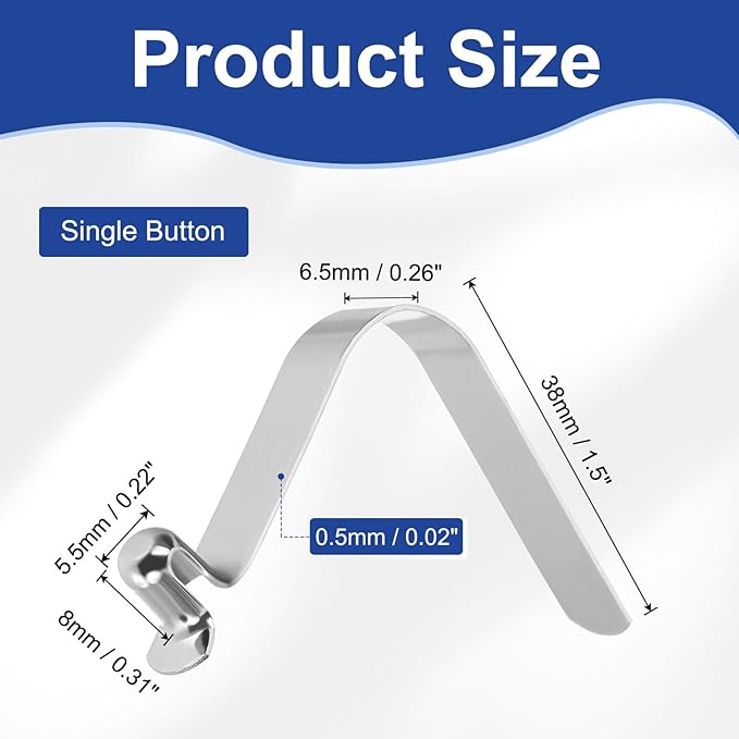 HARFINGTON Single Button Kayak Paddle Snap Spring Clip Spring Steel V-Shaped Hollow Lift Telescopic Locking Tube Pole Clips for Tent Camping