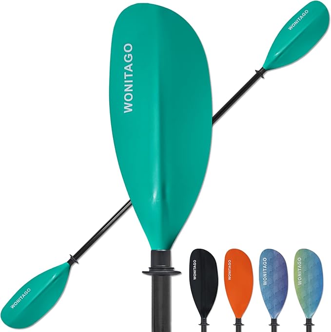 Kayak Paddle with Fiberglass Shaft and Reinforced Nylon Blade, Adjustable Kayaking Oars, 3 Piece, 230-250 cm/90-98 inches, 210-230 cm/82-90 inches