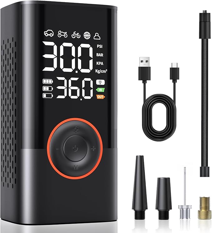 Tire Inflator Portable Air Compressor Portable Cordless Mini Air Pump with Digital Pressure Gauge Inflater 150PSI Fast Inflation and Auto Shutoff Function Tires Pump for Cars Motorcycles Bikes Balls