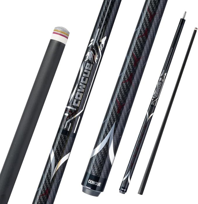 CRICAL Carbon Fiber Pool Cue COWCUE Series Low Deflection Billiards Cue Stick 58" Professional Pool Table Sticks for Adults -12.5mm Tip, Weight 19OZ (Adjustable), 3/8 * 8 Joint