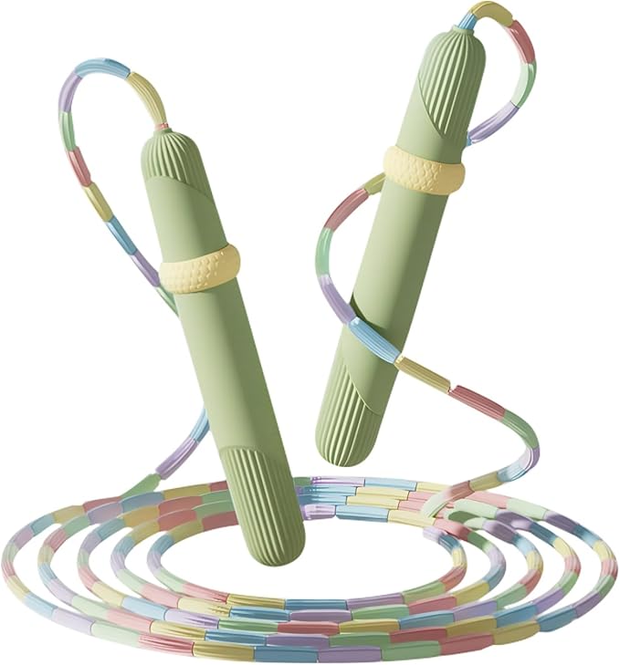 Beaded Jump Rope 1 Pack/2 Pack, ACEONE Segmented Skipping Rope for Kids Adults, Adjustable Tangle-Free Toddler Jumping Rope for Fitness Exercise Training