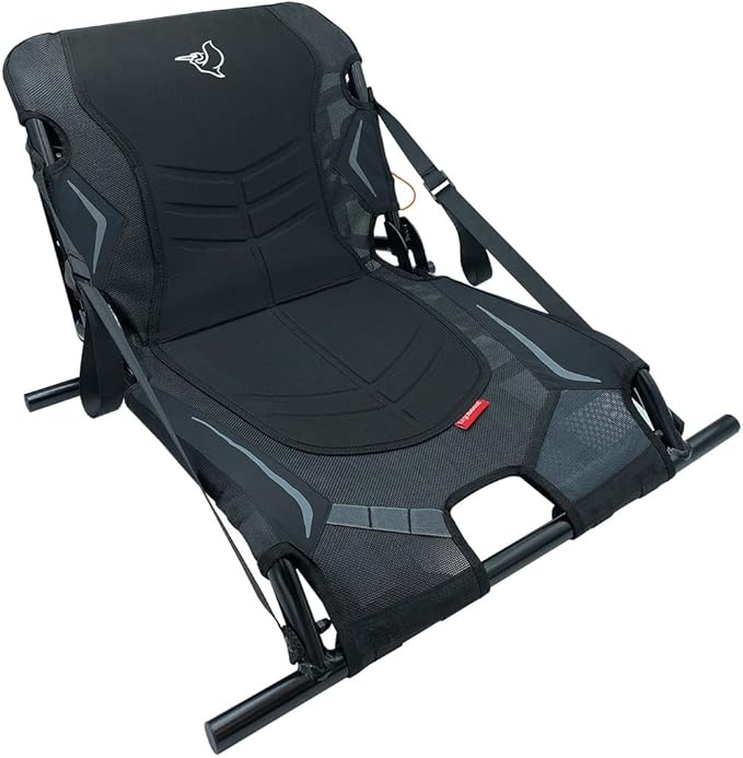 Pelican - Ergoboost Multifunctional Folding Kayak Seat - Adjustable Compact Traveler Kayak Seat with Back Support - Black