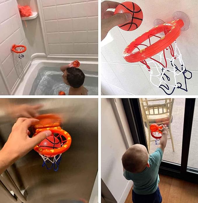 Cyfie Bathroom Basketball Hoop Toddler, 2Pack Basketball Hoop Mini for Bathroom Bedroom, Fun Bathtub Bath Toys with 8 Balls for Kids Girls Boys