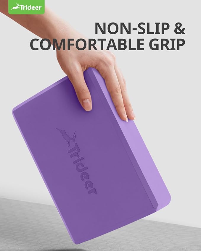 Trideer 9"x6"x3" Yoga Blocks, High Density EVA Foam Blocks 2 Pack, Supportive, Lightweight & Odor Resistant, Yoga Essentials and Accessories for Yogi & Yogini